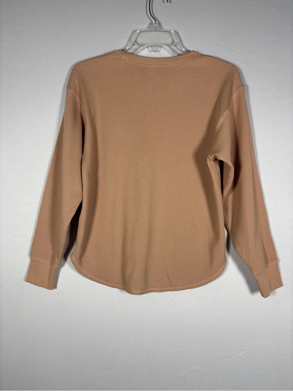 UNIQLO Women’s Waffle Knit Sweater Size S Tan Taupe Long Sleeve Crewneck - Picture 6 of 8